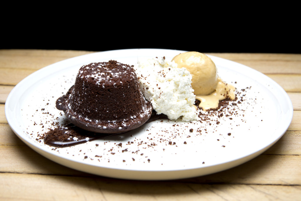 chocolate cake and ice cream